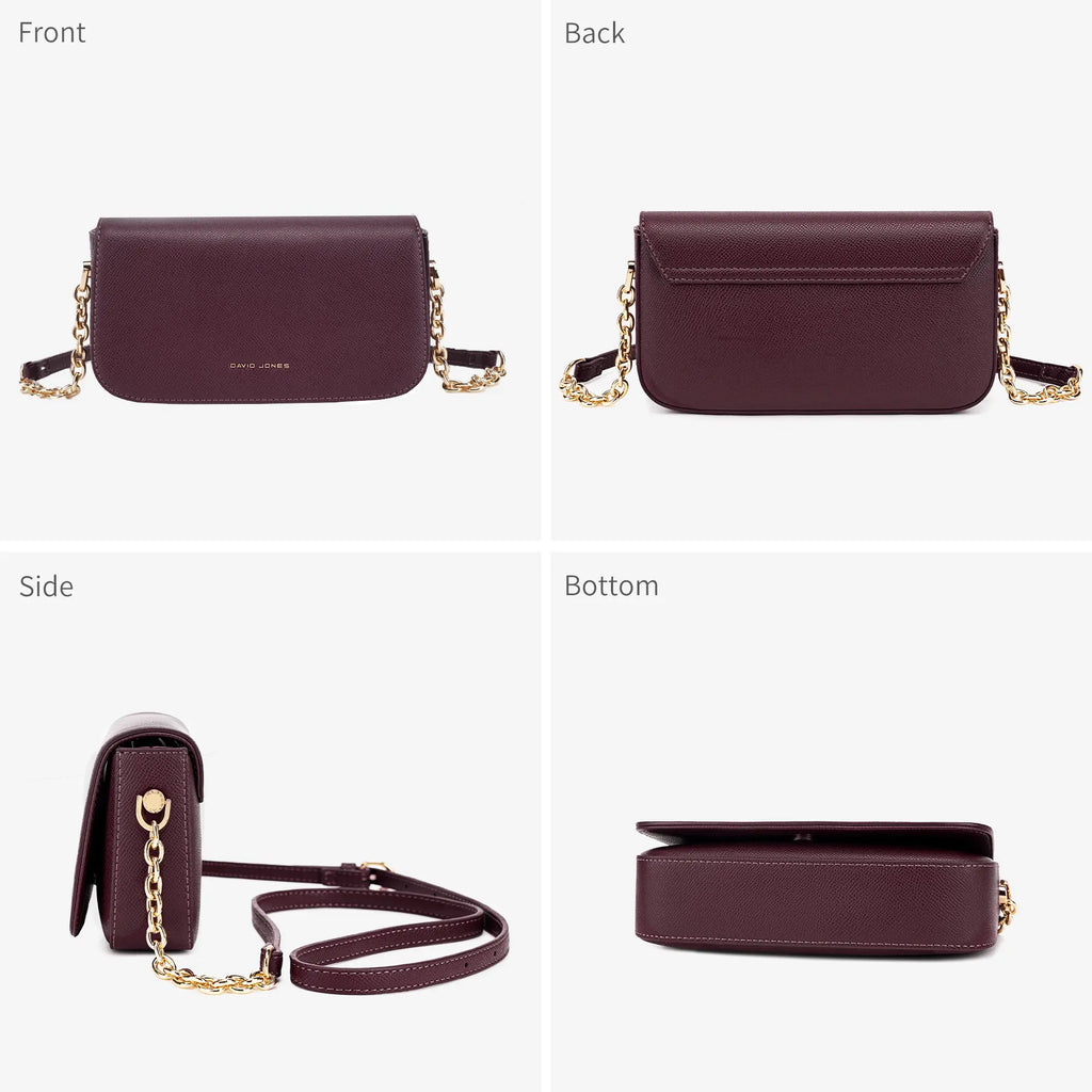 Petit Sac Bandoulière Femme à Rabat et Chaîne Dorée