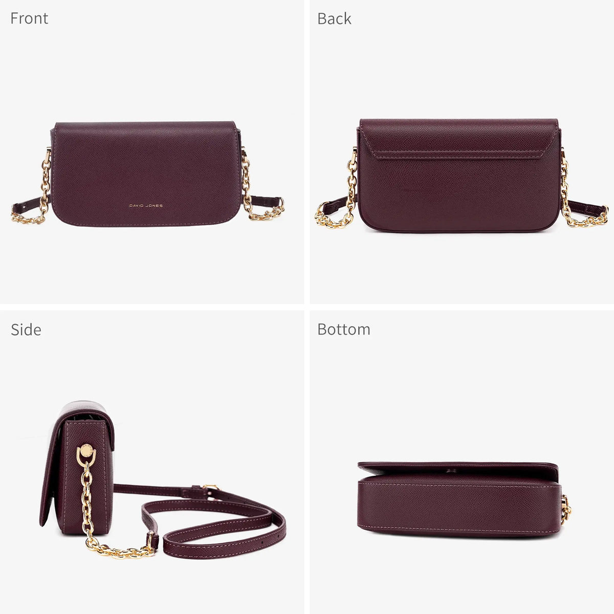 Petit Sac Bandoulière Femme à Rabat et Chaîne Dorée