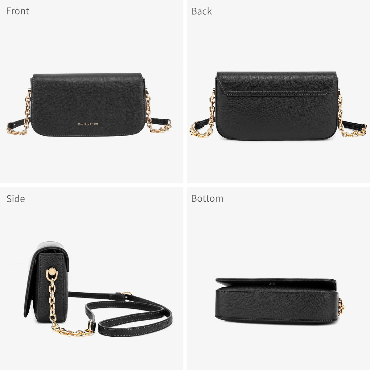 Petit Sac Bandoulière Femme à Rabat et Chaîne Dorée