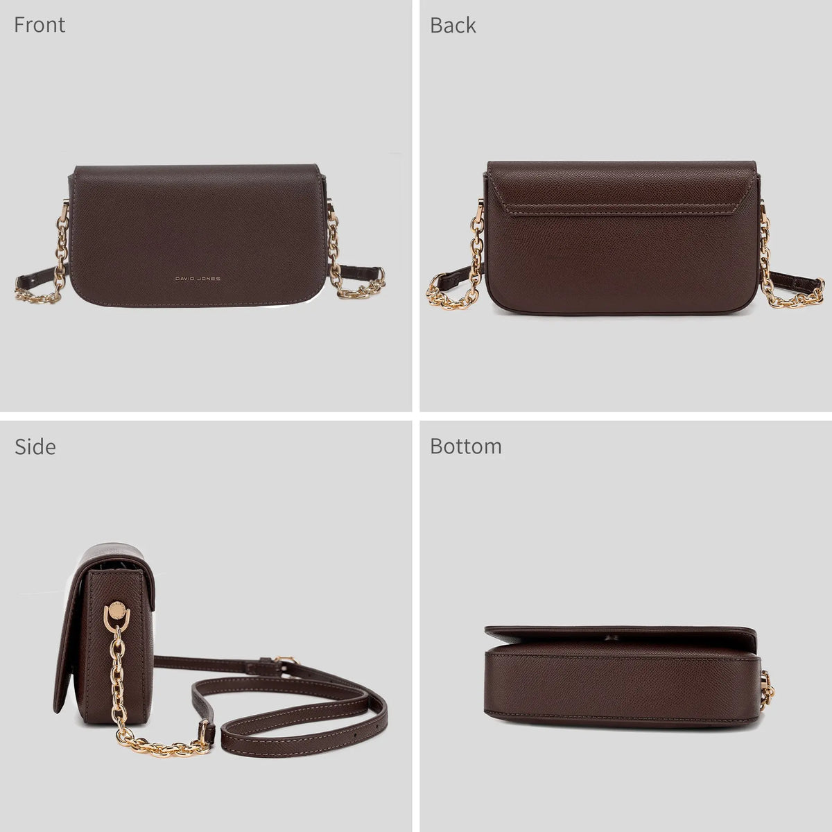 Petit Sac Bandoulière Femme à Rabat et Chaîne Dorée