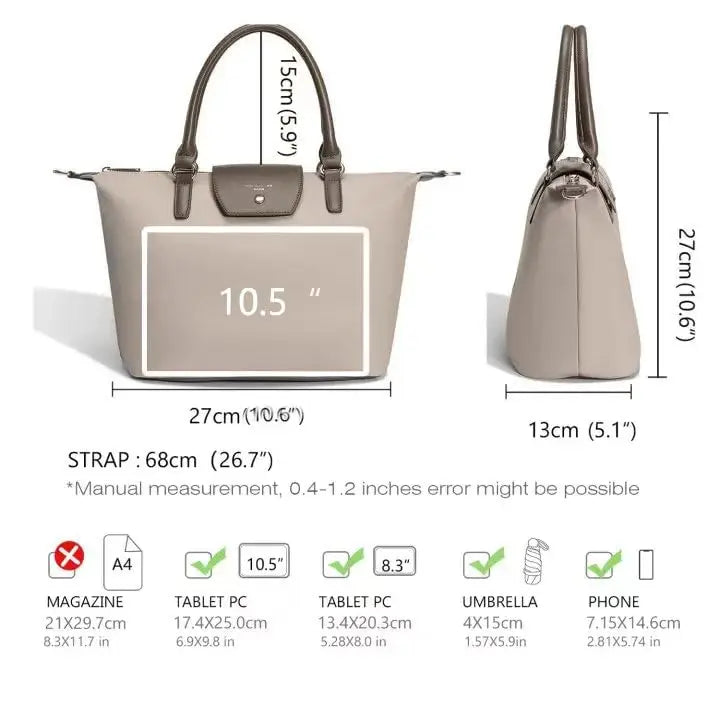 Sac à Main Cabas en Nylon Souple avec Bandoulière Capacité Moyenne David Jones