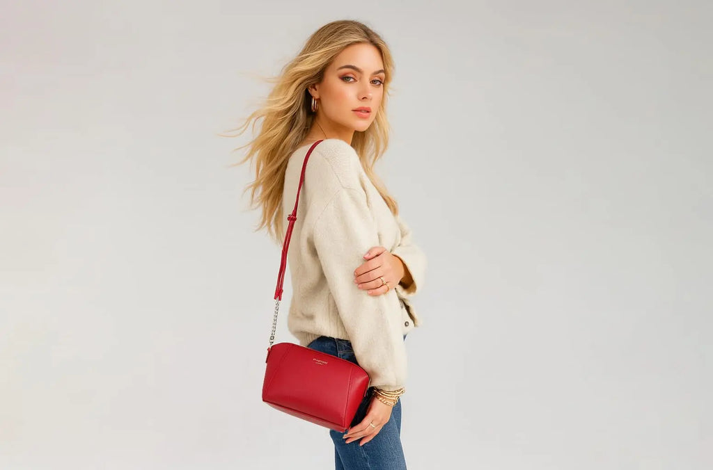Petit sac bandoulière trapèze David Jones