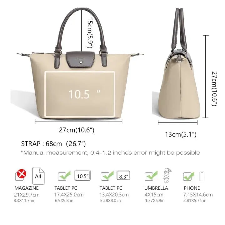 Sac à Main Cabas en Nylon Souple avec Bandoulière Capacité Moyenne David Jones