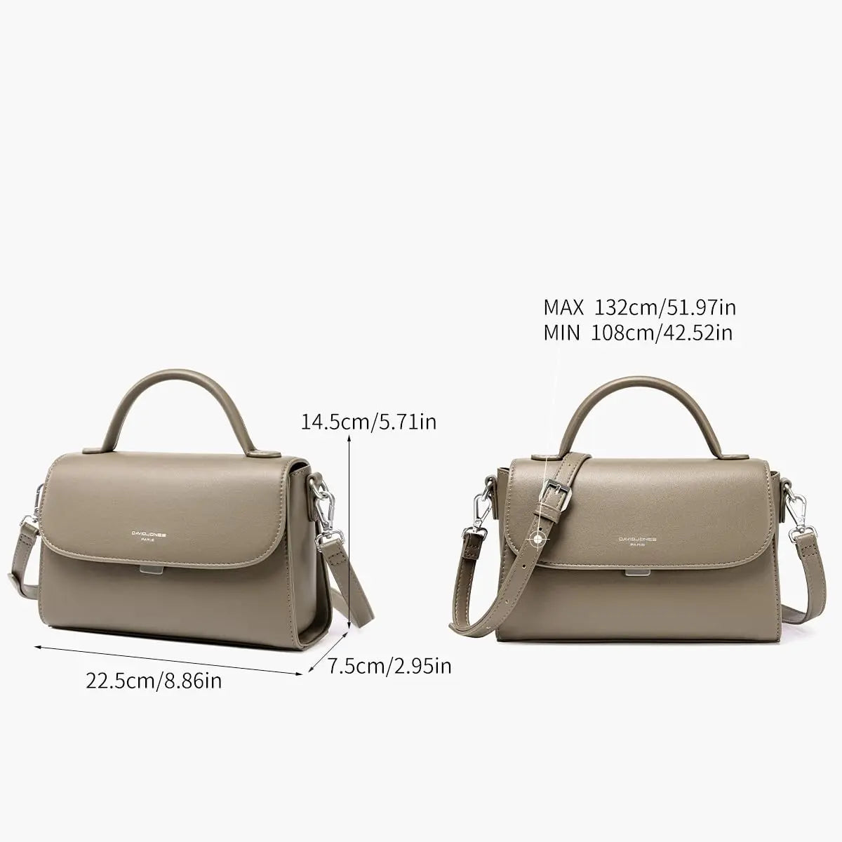 Sac bandoulière besace rabat David Jones