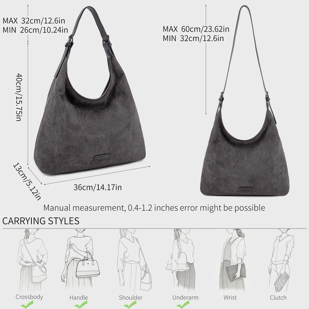 Grand Sac Hobo Souple Effet Daim