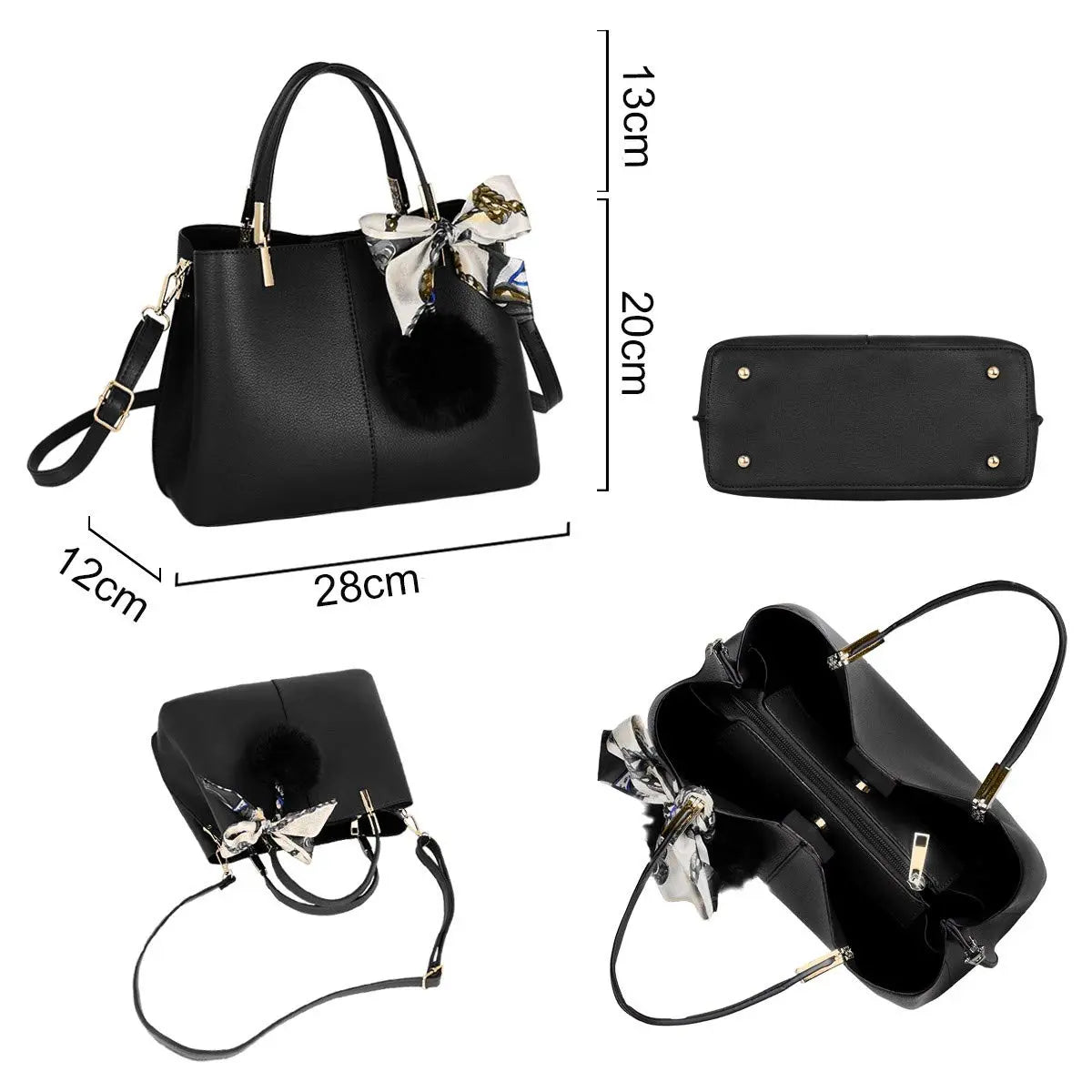 Sac à main femme tricolore pompon CRAZYCHIC