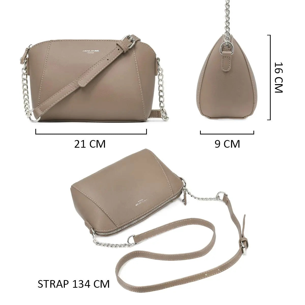 Petit sac bandoulière trapèze David Jones
