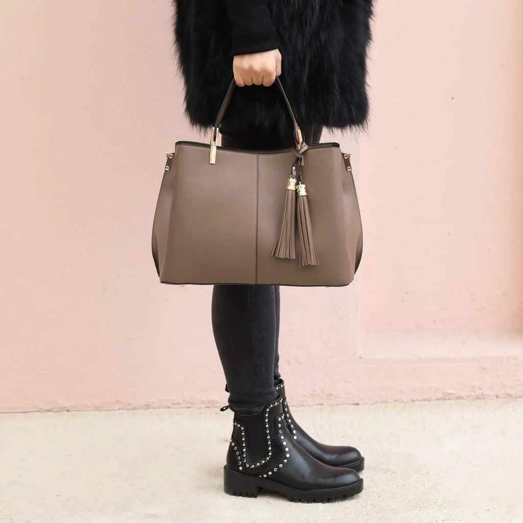 Sac à main femme tricolore pompon CRAZYCHIC