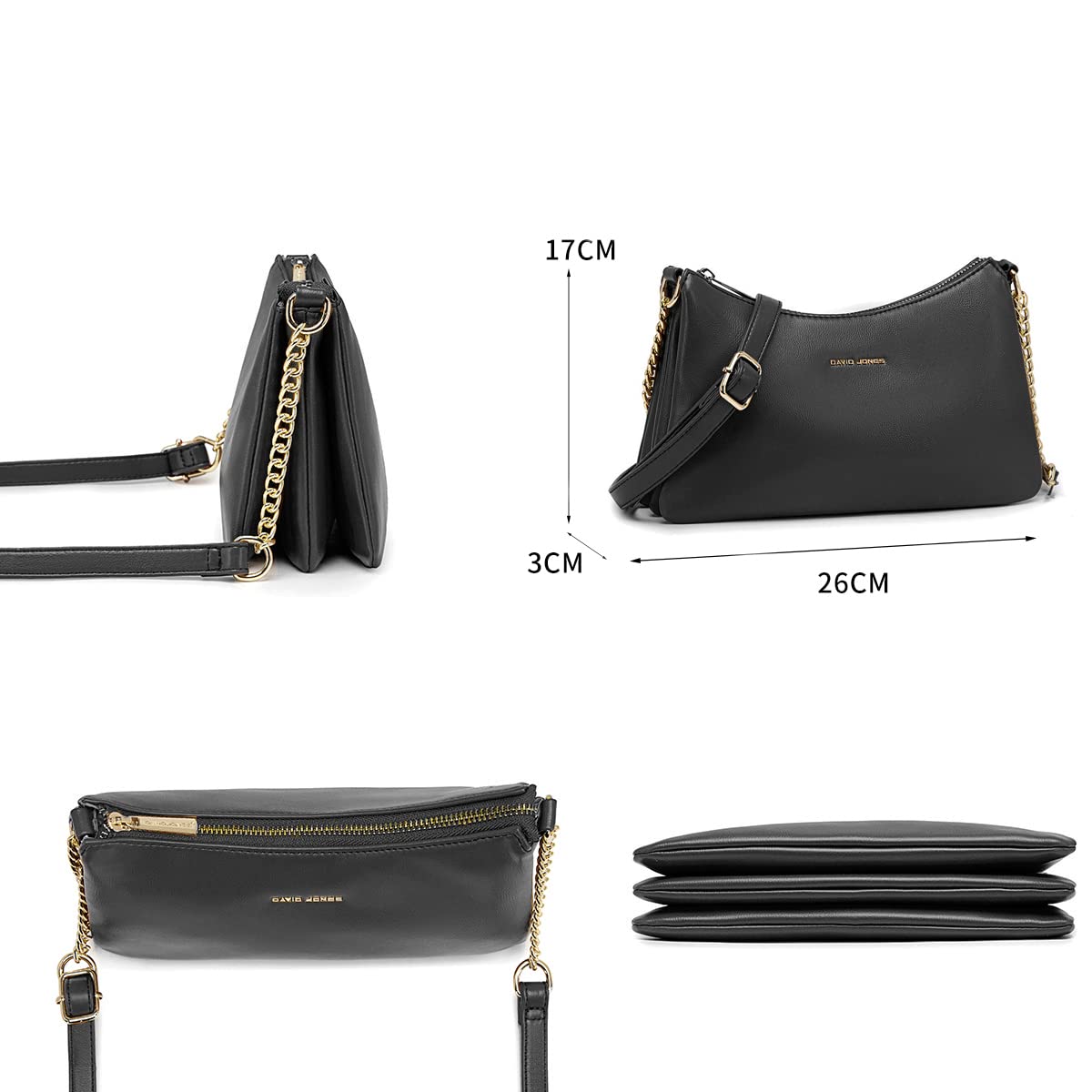 Petit sac bandoulière plusieurs compartiments David Jones