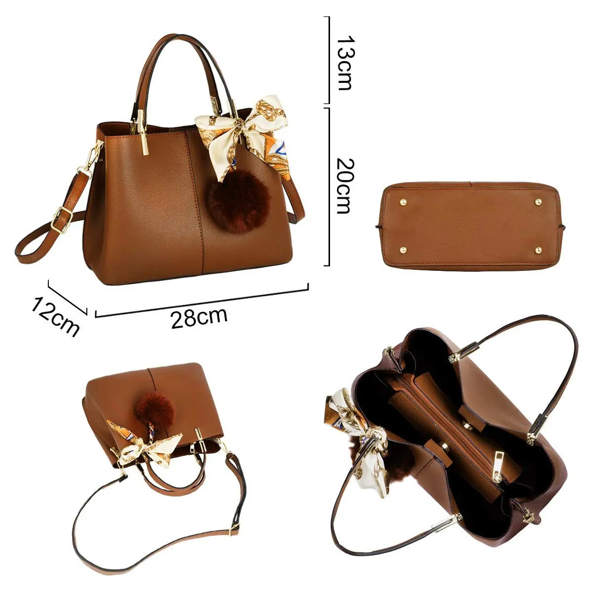Sac à main femme tricolore pompon CRAZYCHIC