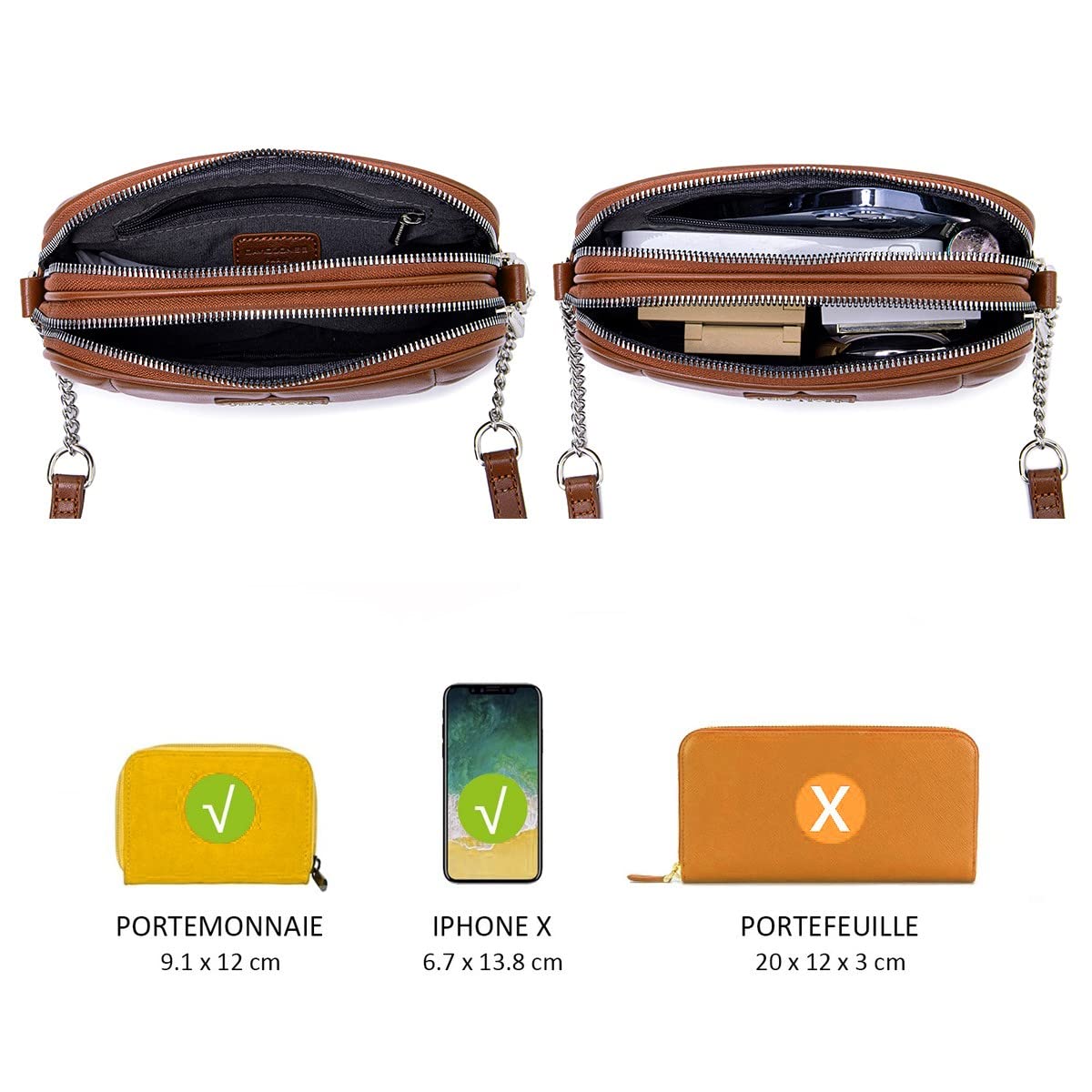 Petit sac bandoulière multipoche David Jones