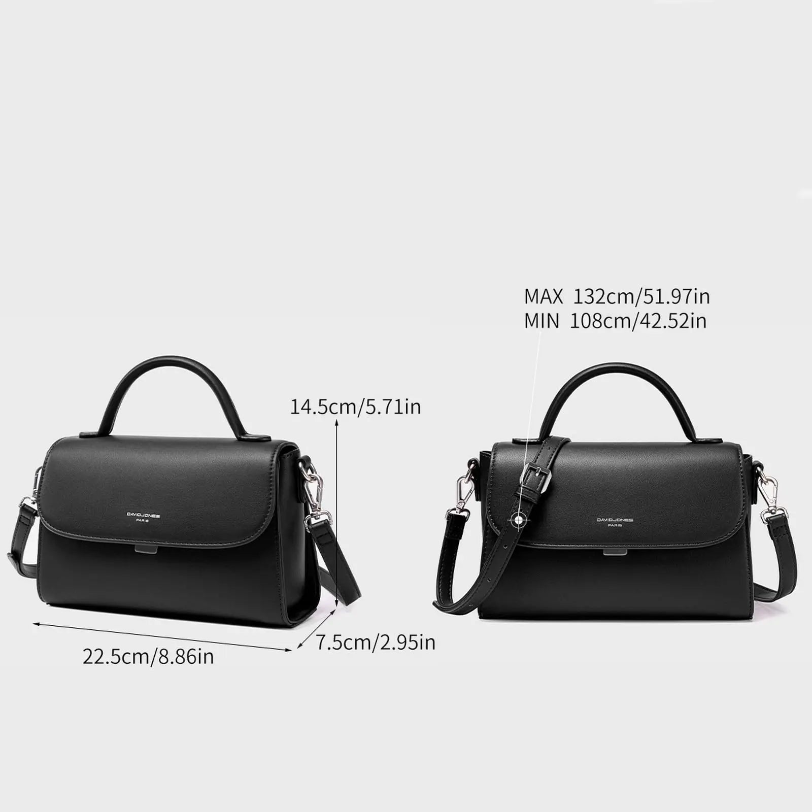 Sac bandoulière besace rabat David Jones