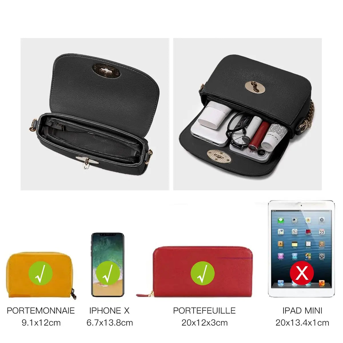 Petit sac bandoulière chaines David Jones