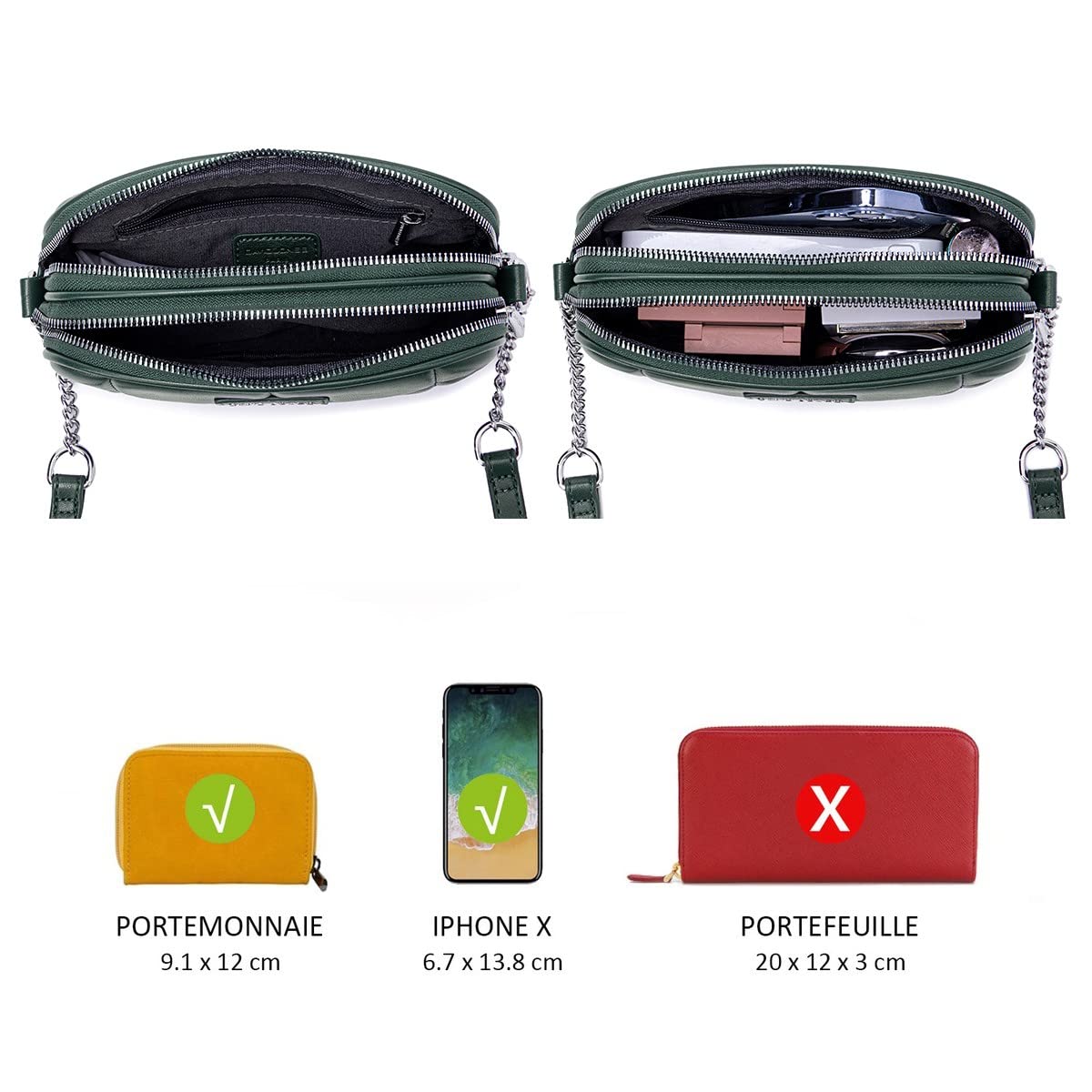 Petit sac bandoulière multipoche David Jones