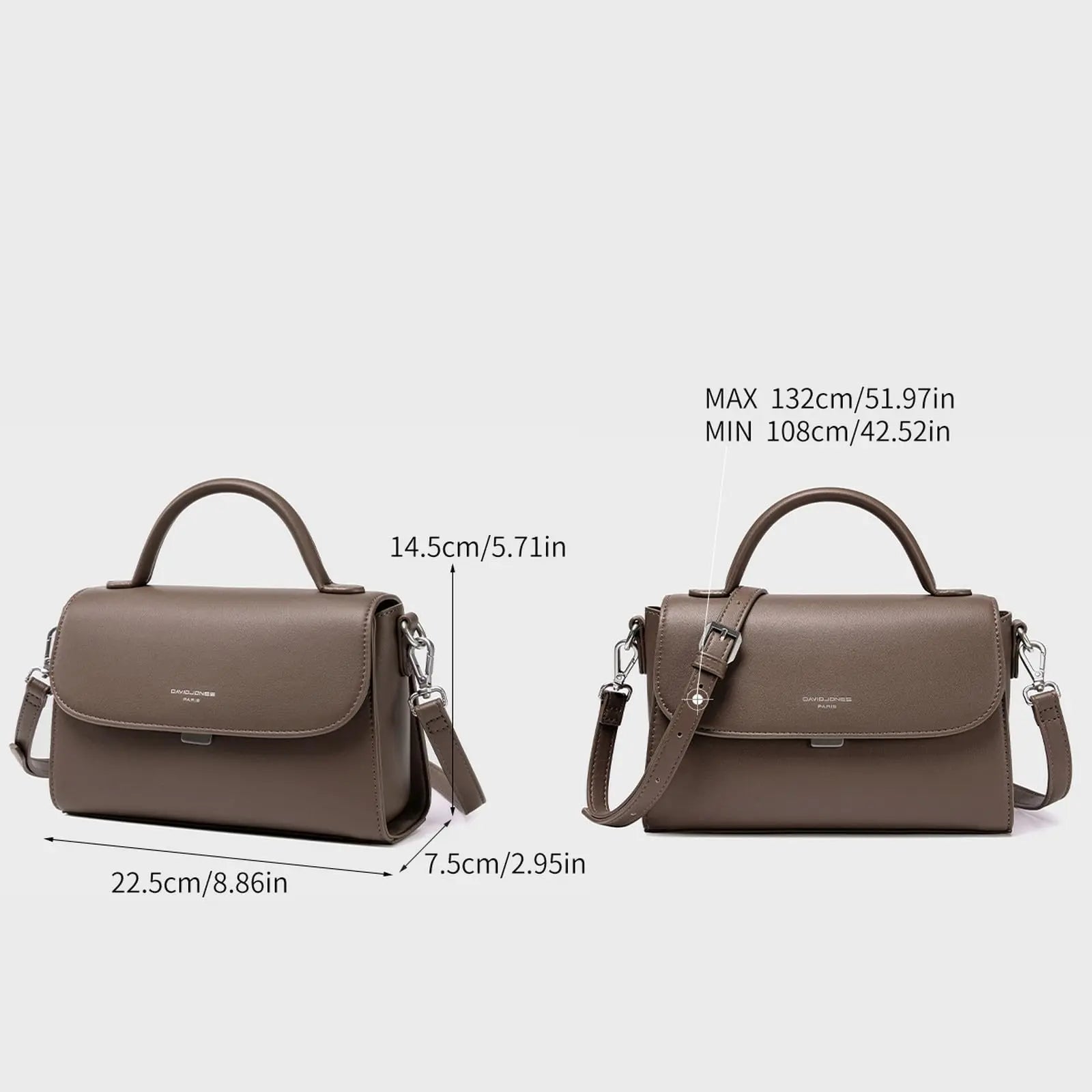Sac bandoulière besace rabat David Jones