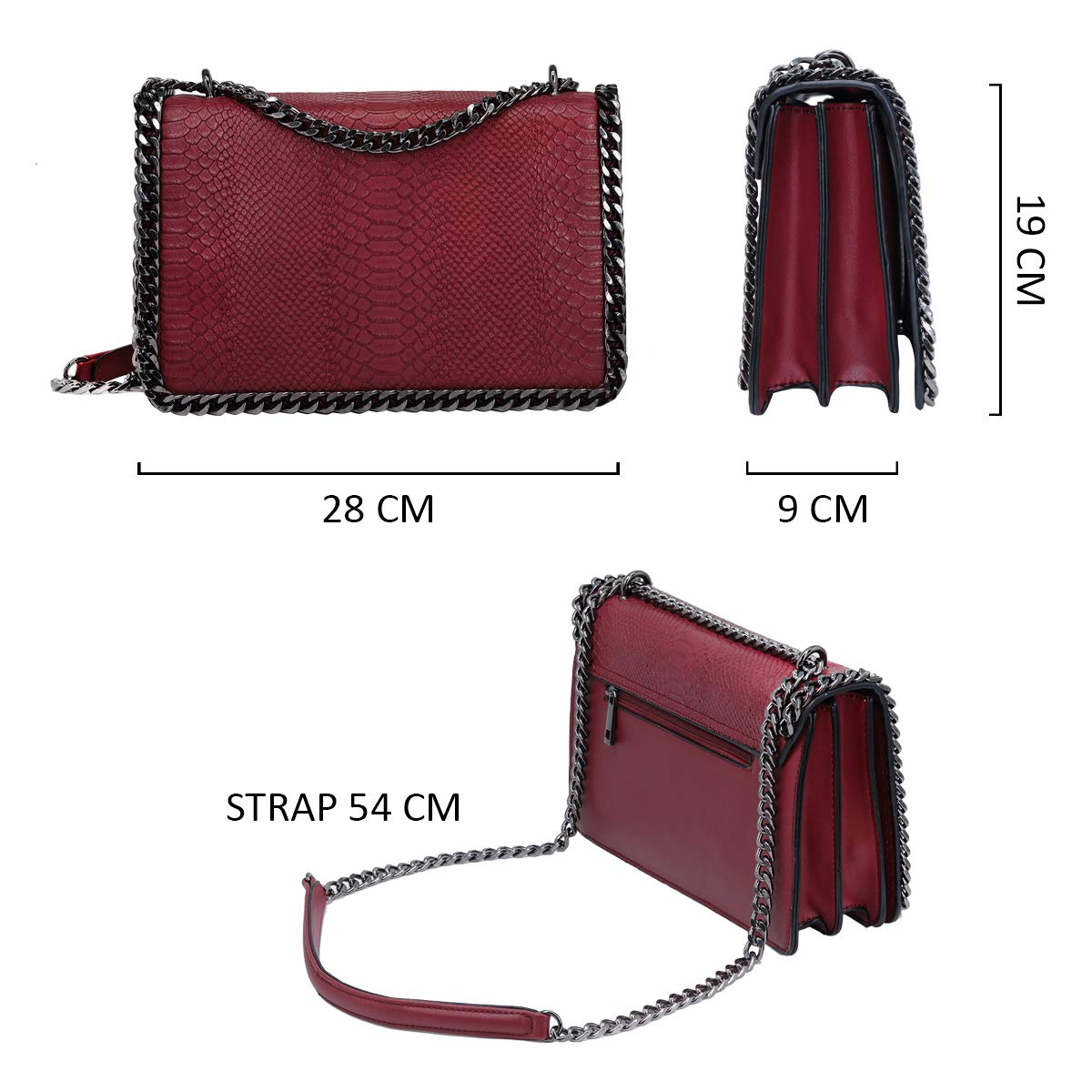 Sac bandoulière chaîne cuir serpent matelassé CRAZYCHIC