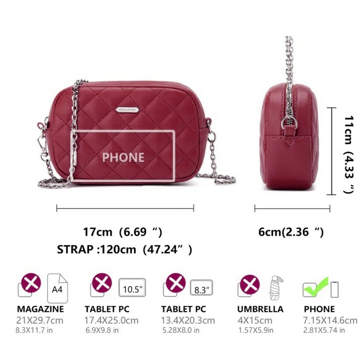 Petit sac bandoulière multipoche David Jones