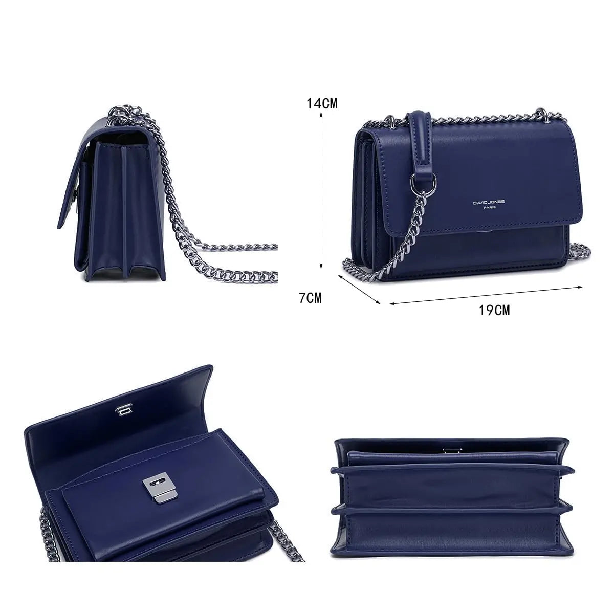 Sac bandoulière chaîne rabat David Jones