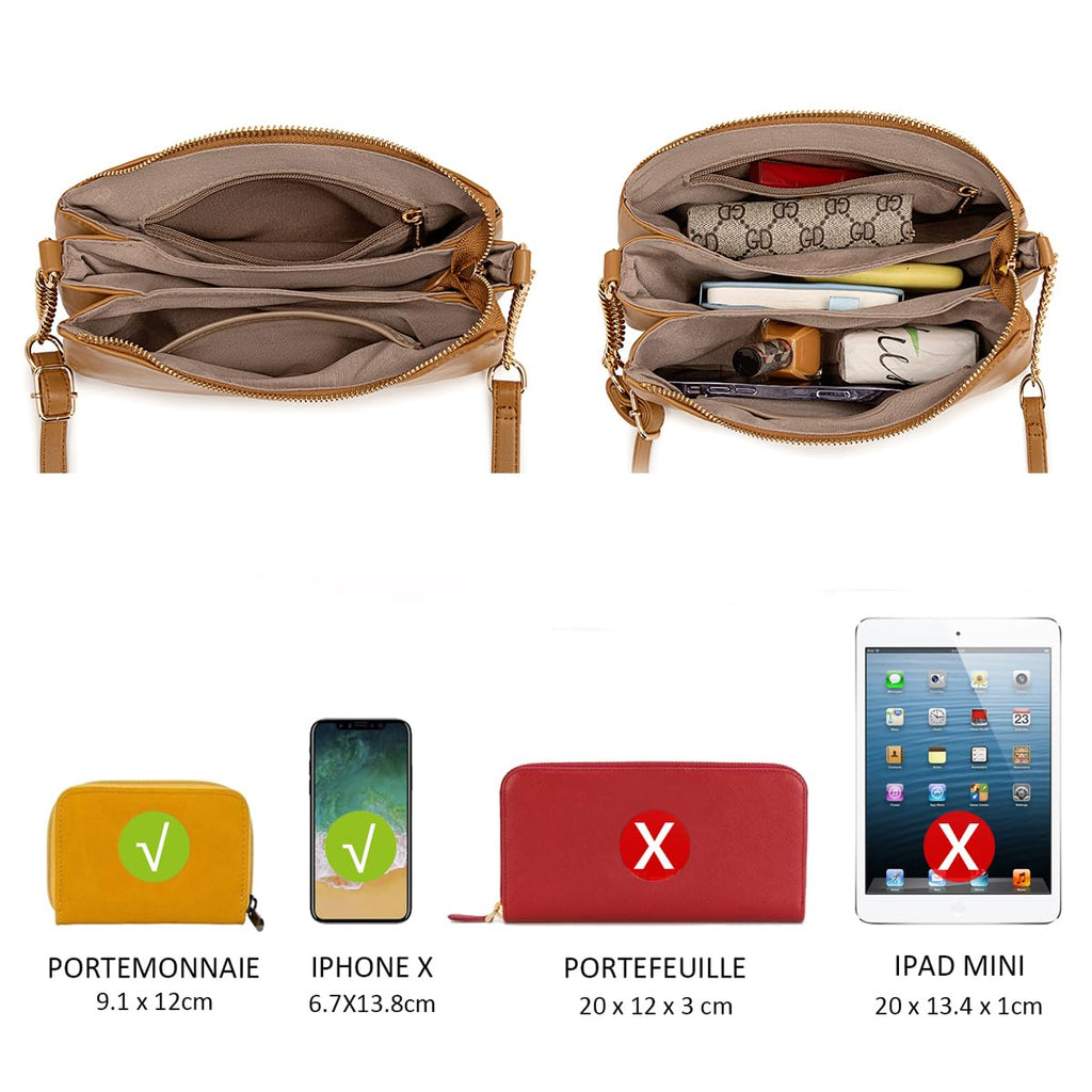Petit sac bandoulière plusieurs compartiments David Jones