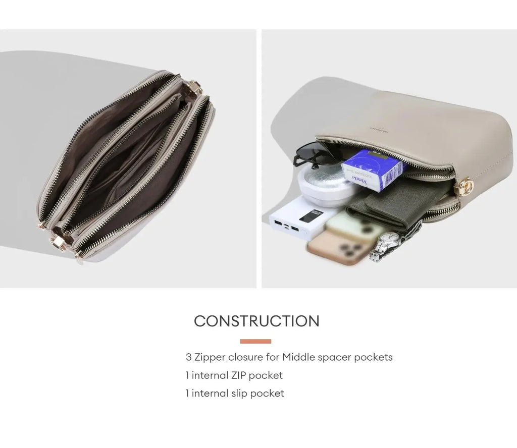 Petit sac bandoulière 3 zip poches David Jones
