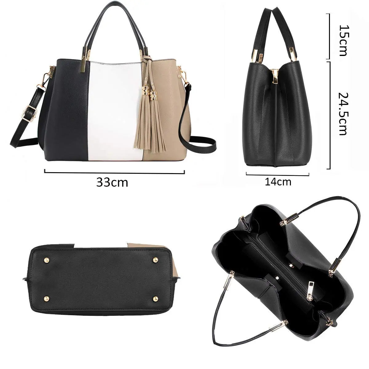 Sac à main femme tricolore pompon CRAZYCHIC