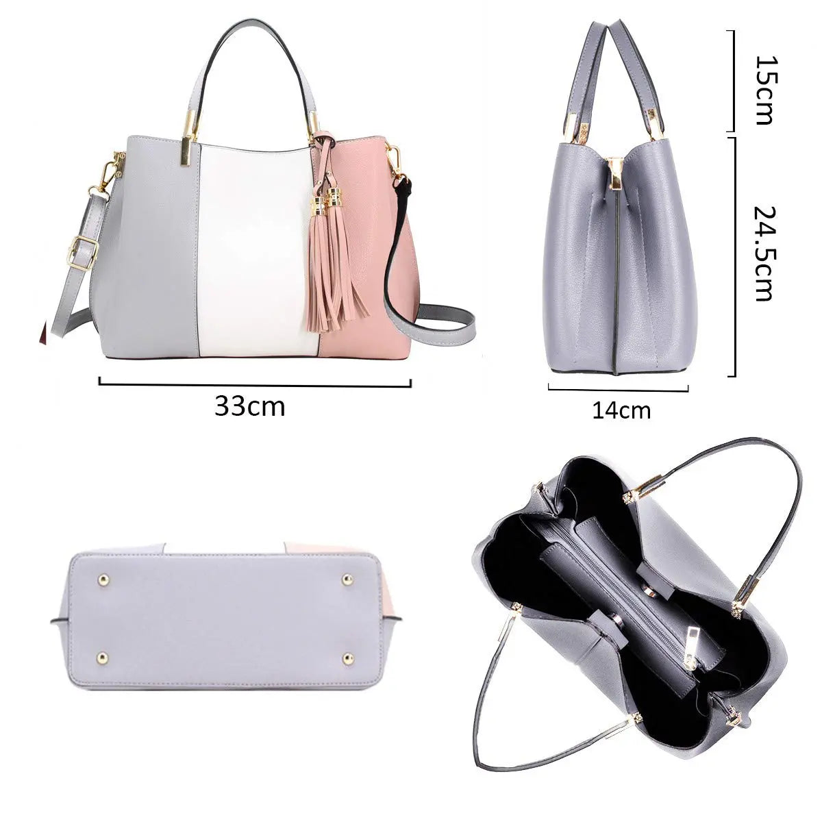 Sac à main femme tricolore pompon CRAZYCHIC