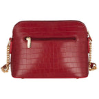 Petit sac bandoulière chaîne argentée motif crocodile David Jones