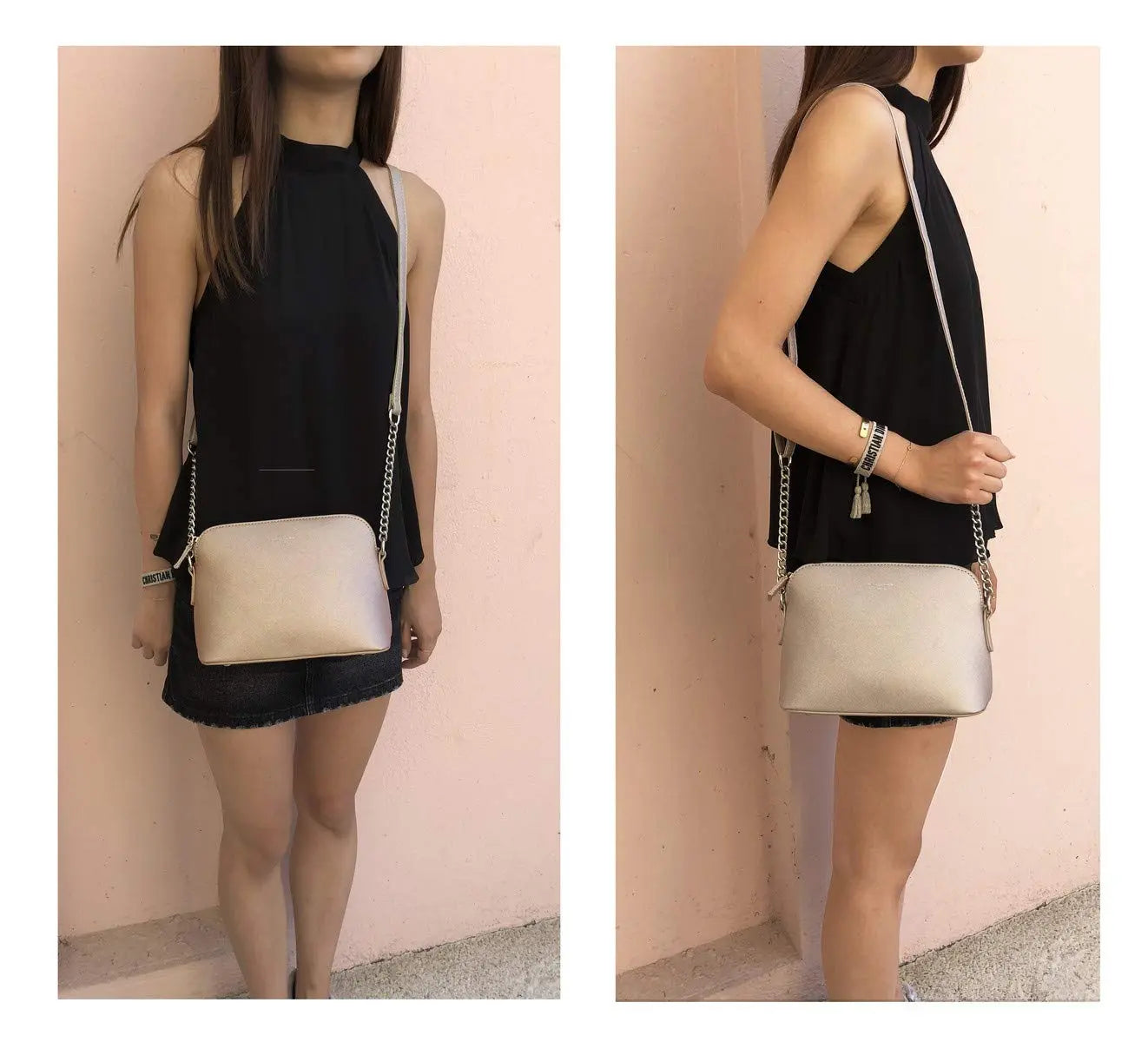 Petit sac bandoulière chaîne semi-rigide David Jones