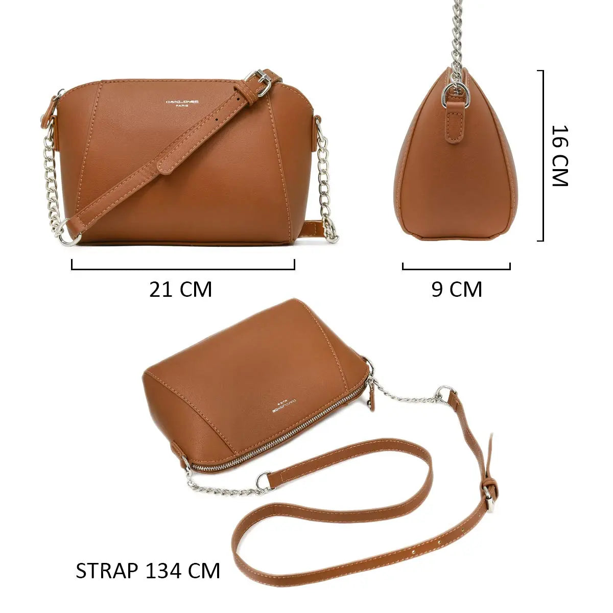Petit sac bandoulière trapèze David Jones
