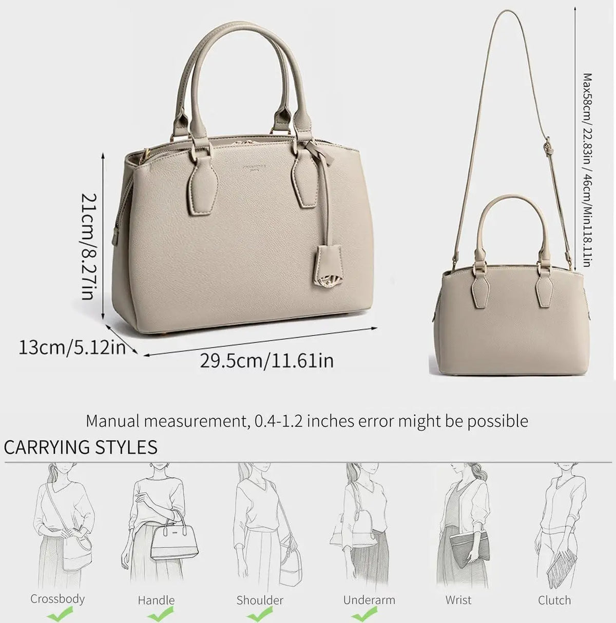 Sac à main multi compartiments fourre-tout