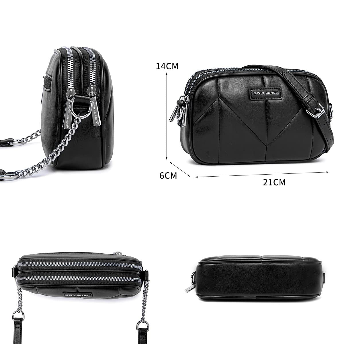 Petit sac bandoulière multipoche David Jones