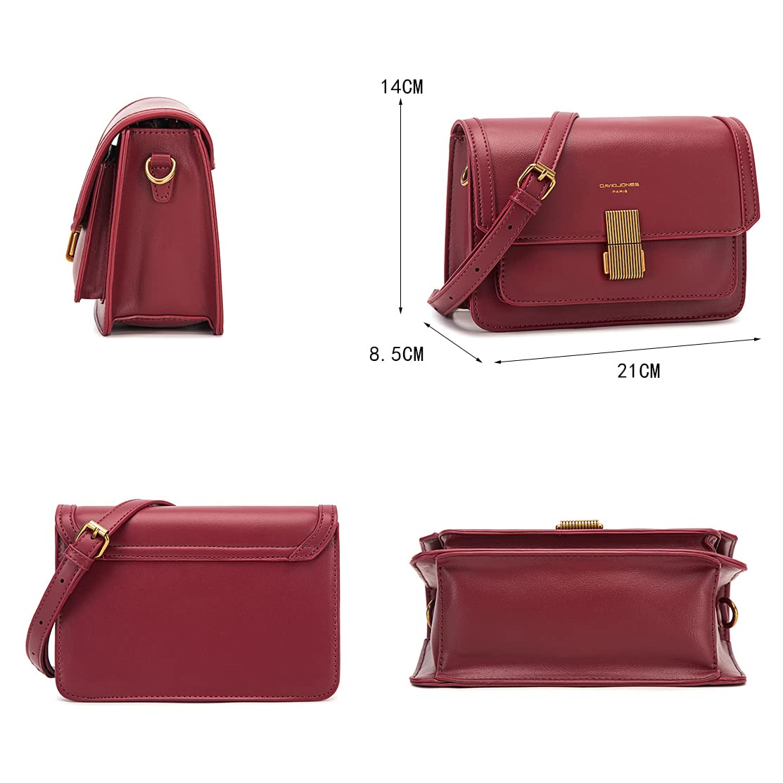 Petit sac bandoulière rabat David Jones