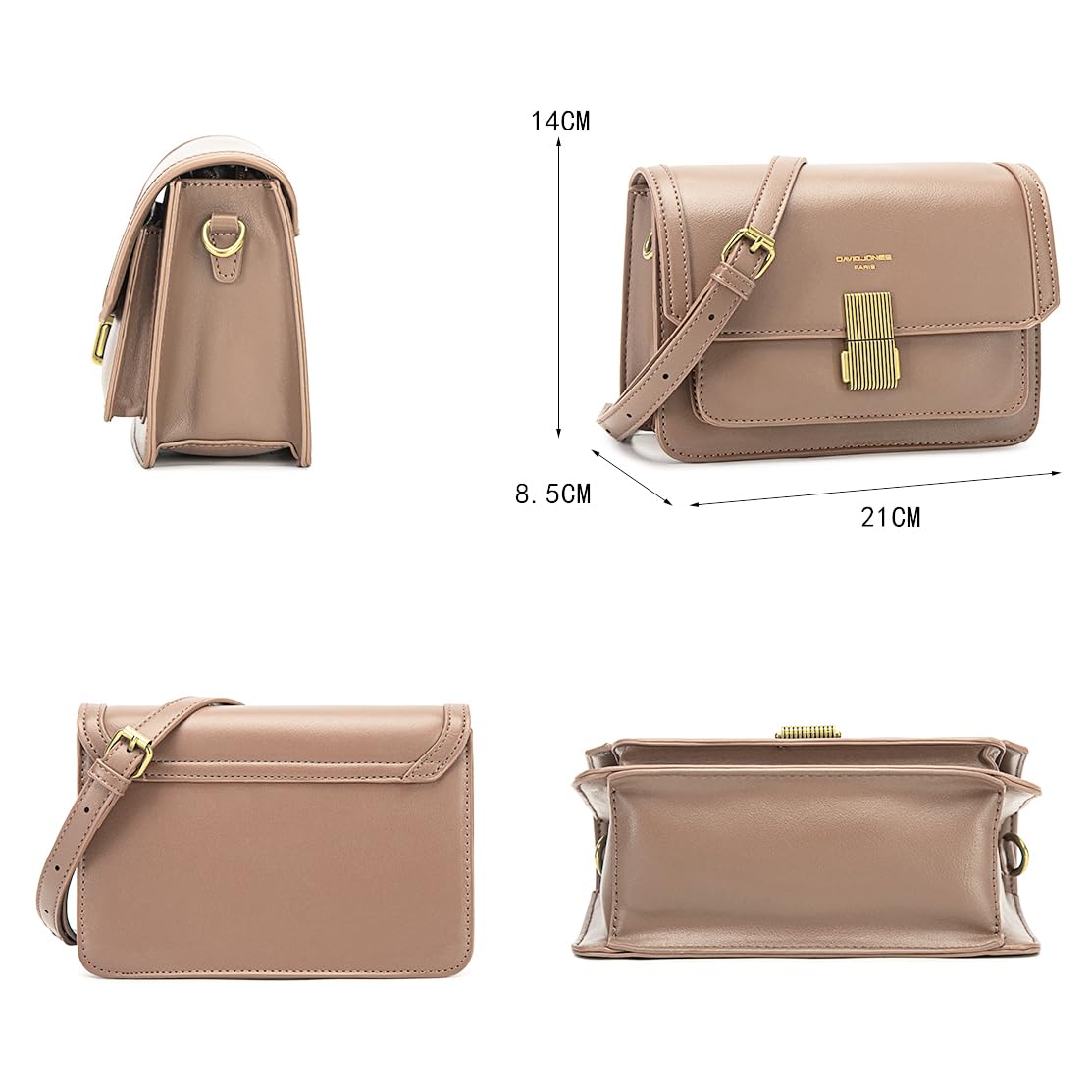 Petit sac bandoulière rabat David Jones