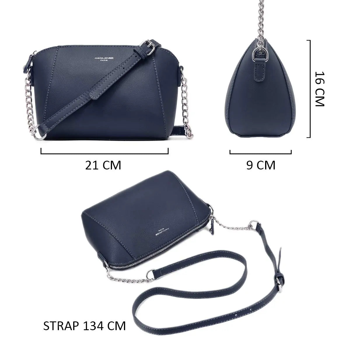Petit sac bandoulière trapèze David Jones