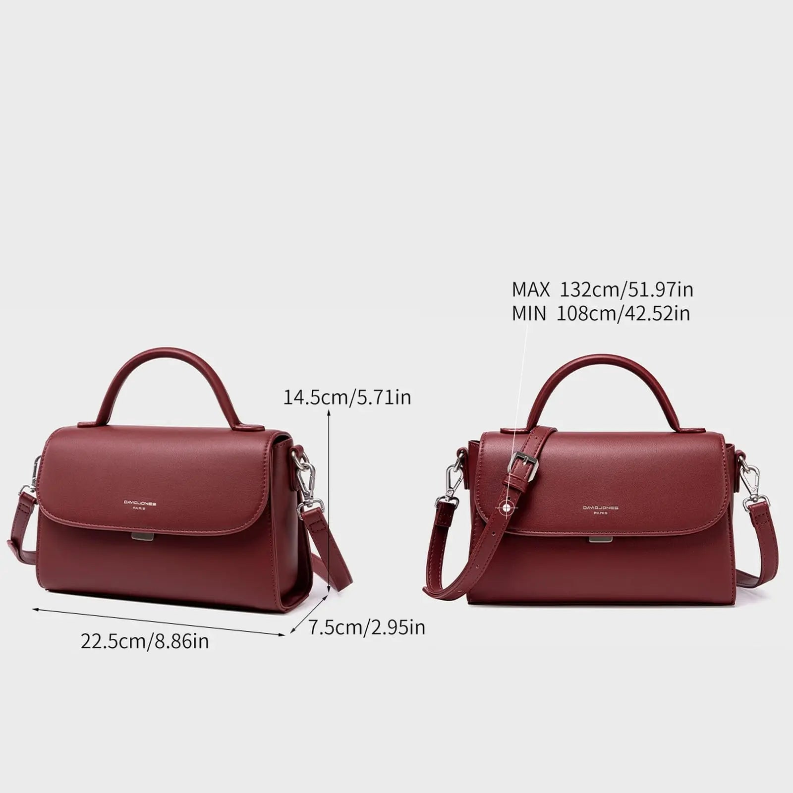 Sac bandoulière besace rabat David Jones