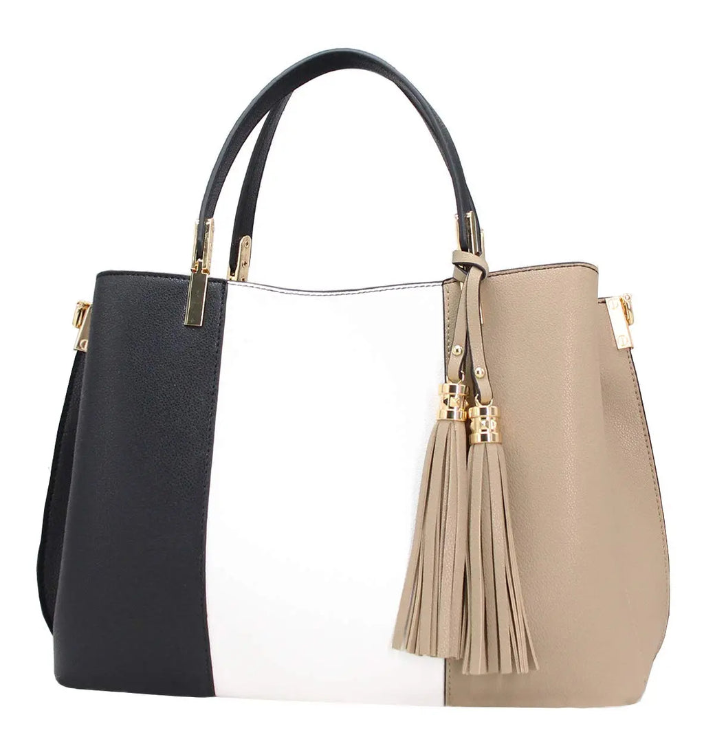 Sac à main femme tricolore pompon CRAZYCHIC