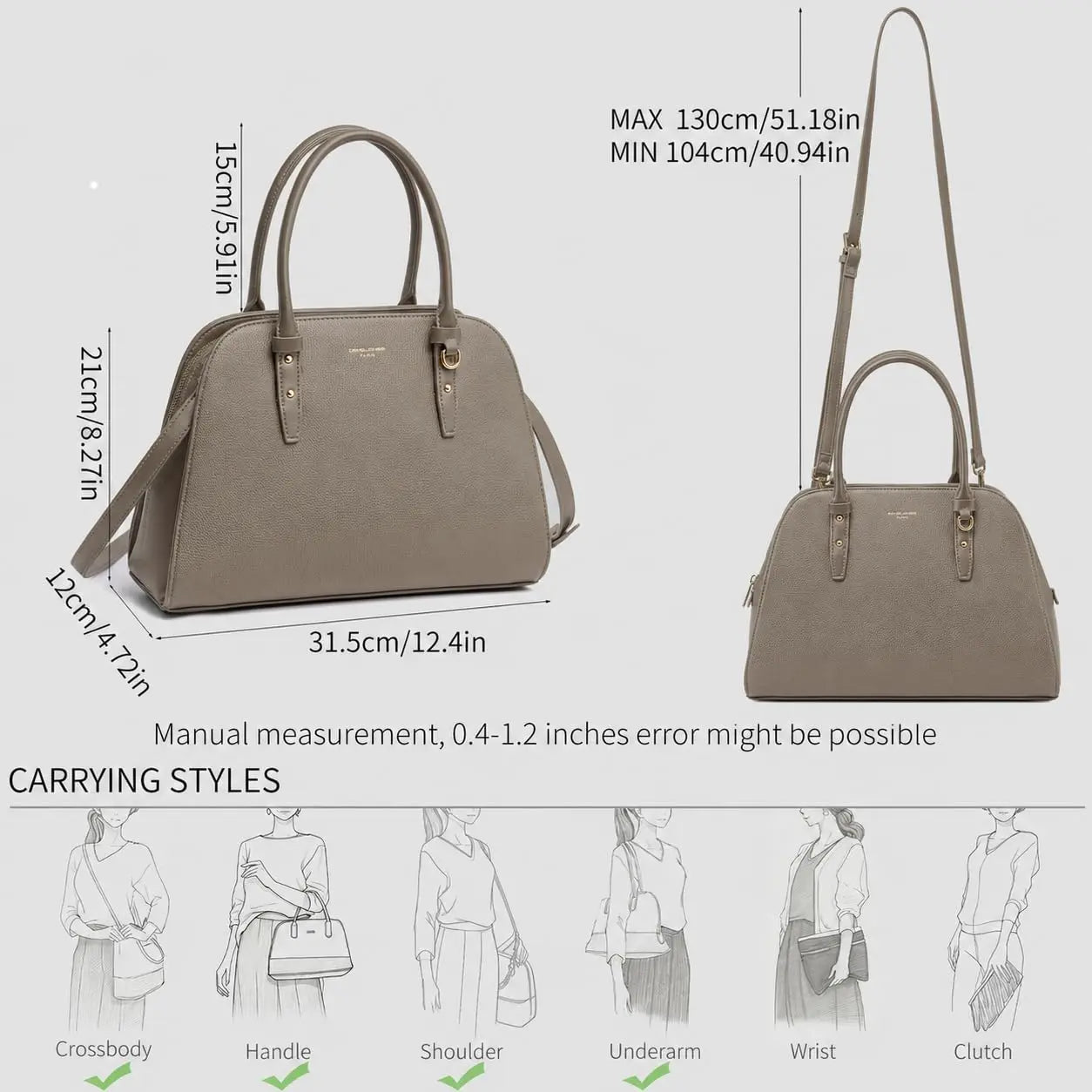 Sac à Main cabas à 3 compartiments de taille moyenne David Jones