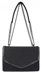 Petit sac bandoulière chaîne matelassé crocodile CRAZYCHIC