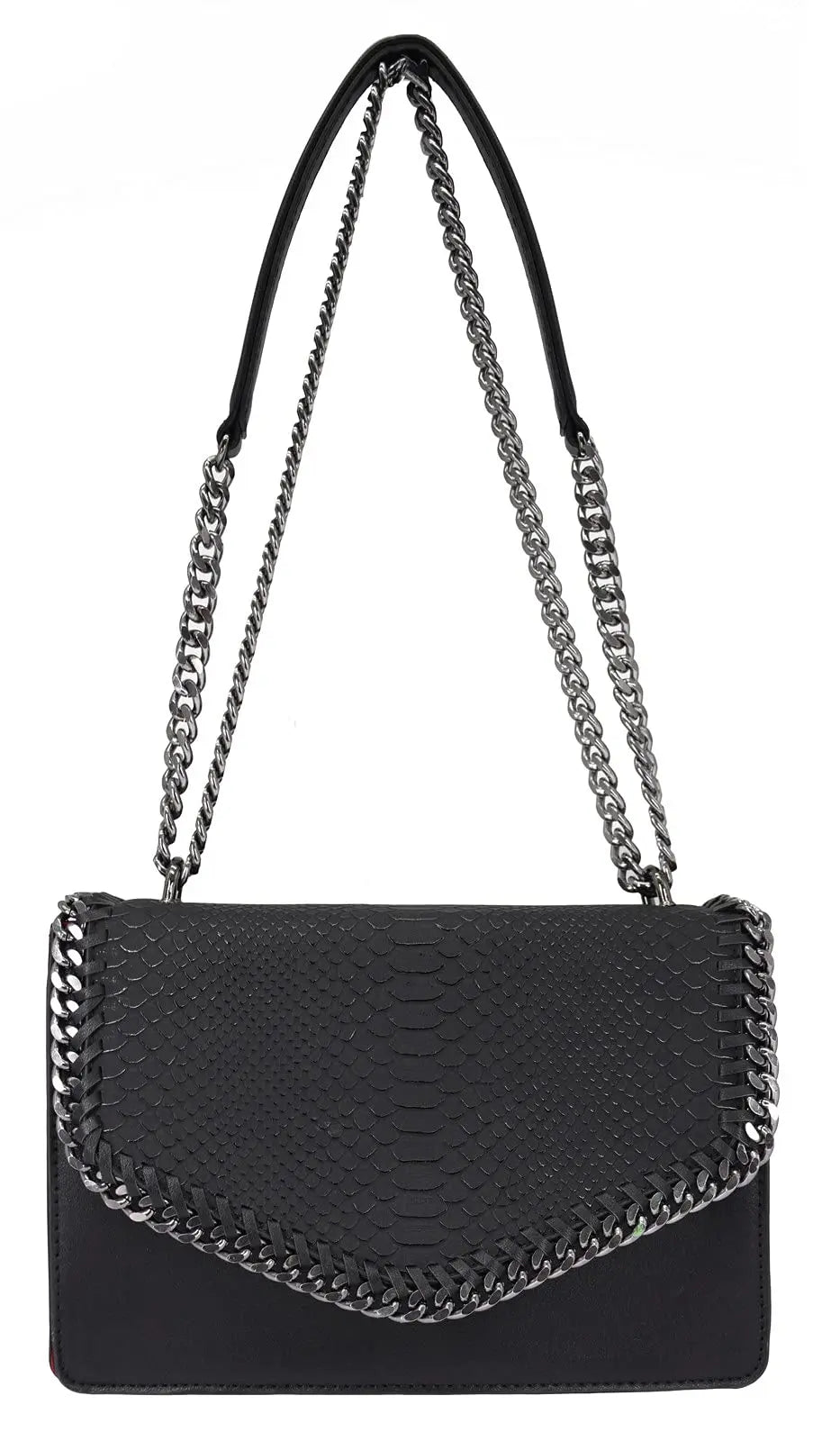 Petit sac bandoulière chaîne matelassé crocodile CRAZYCHIC