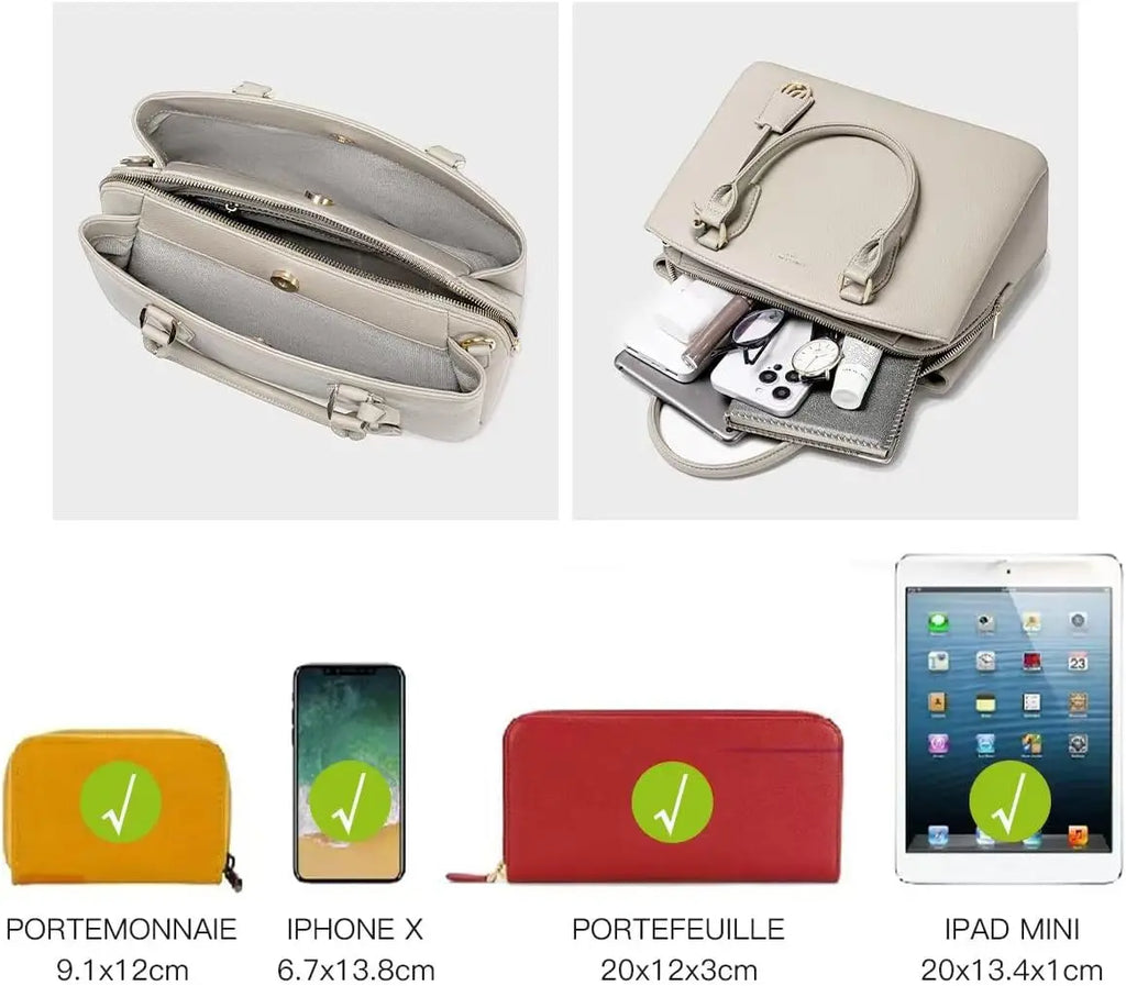 Sac à main multi compartiments fourre-tout