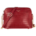 Petit sac bandoulière chaîne argentée motif crocodile David Jones