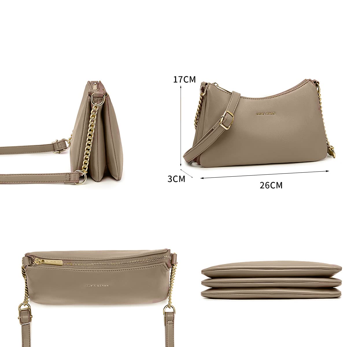 Petit sac bandoulière plusieurs compartiments David Jones