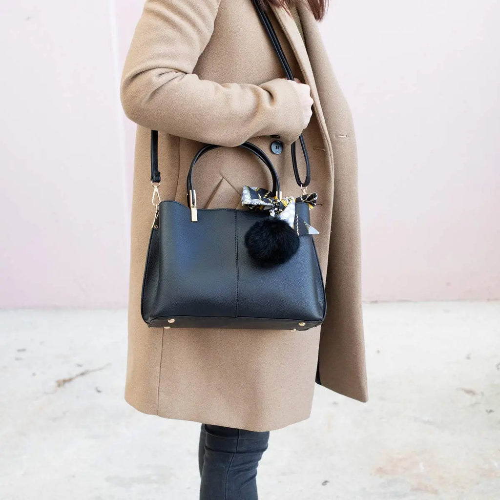 Sac à main femme tricolore pompon CRAZYCHIC