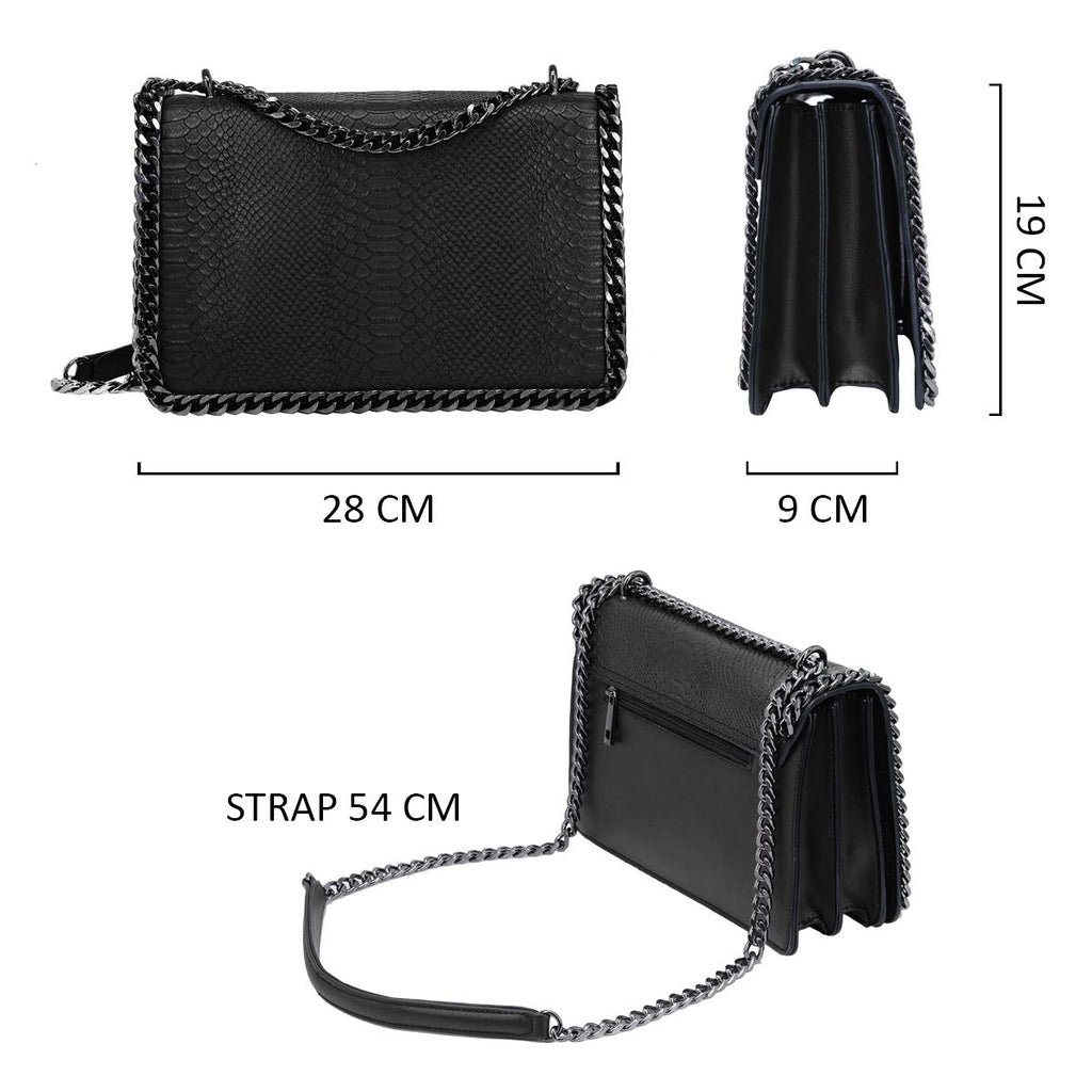 Sac bandoulière chaîne cuir serpent matelassé CRAZYCHIC
