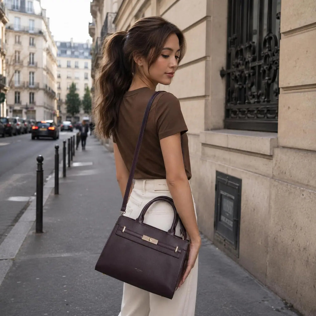 Sac à Main bandoulière avec une élégante boucle ceinture dorée David Jones