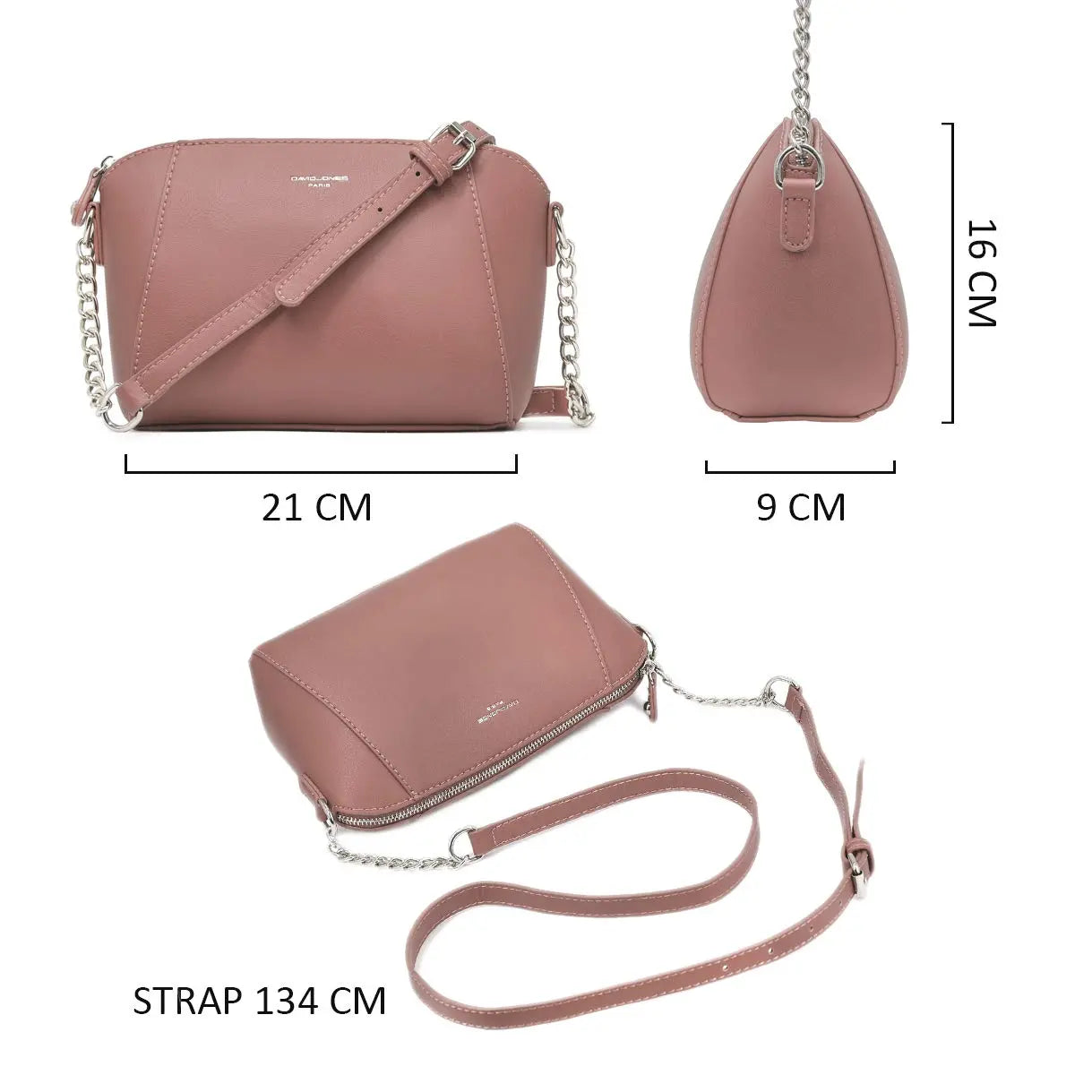 Petit sac bandoulière trapèze David Jones