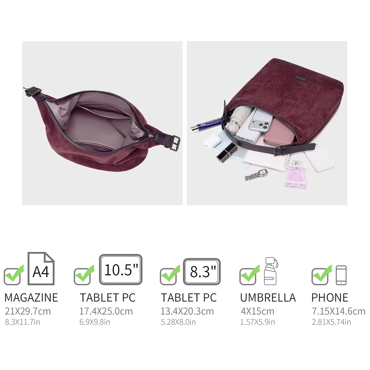 Grand Sac Hobo Souple Effet Daim