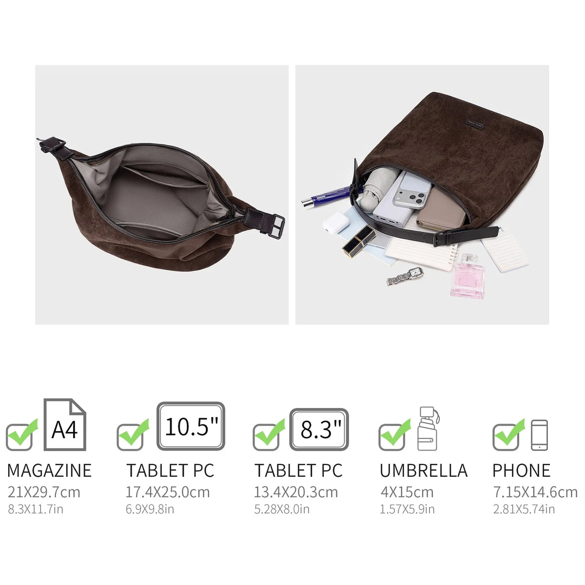 Grand Sac Hobo Souple Effet Daim