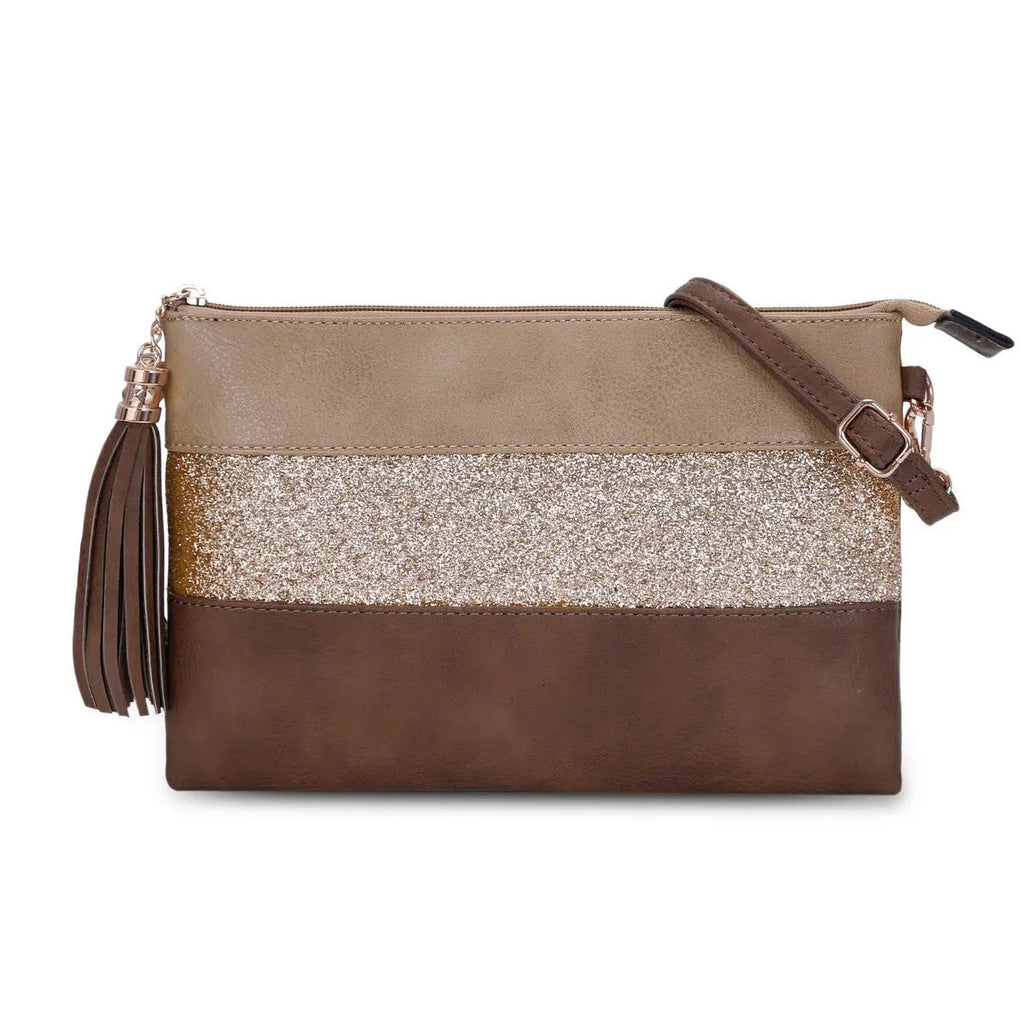 Sac bandoulière souple pailletté tricolore pompon CRAZYCHIC