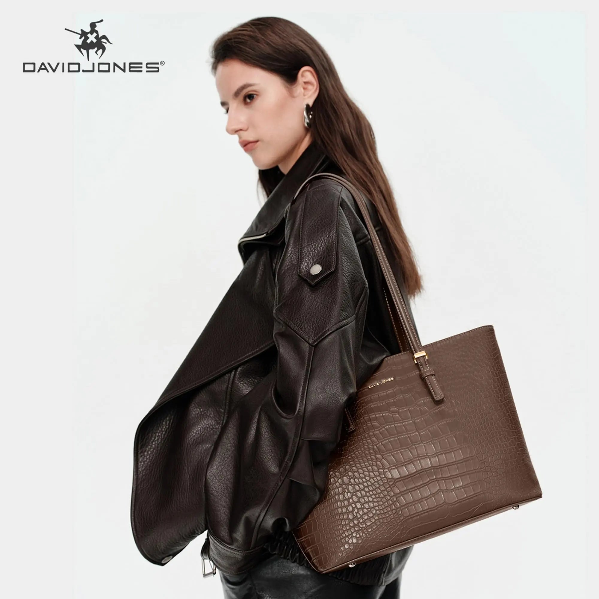 Sac à main shopping crocodile David Jones